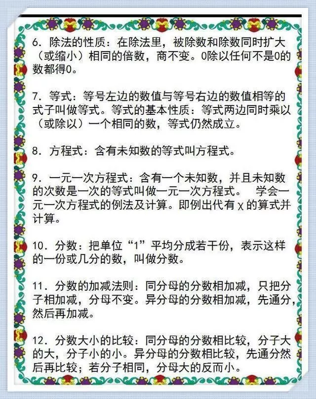 小学1~6年级数学知识表,天天背还会怕数学考不好? 第11张 小学1~6年级数学知识表,天天背还会怕数学考不好? 第11张