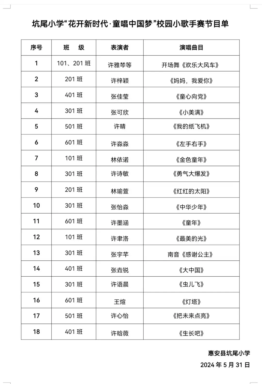 花开新时代  童唱中国梦——惠安县坑尾小学2024年庆“六一”校园小歌手比赛 第24张