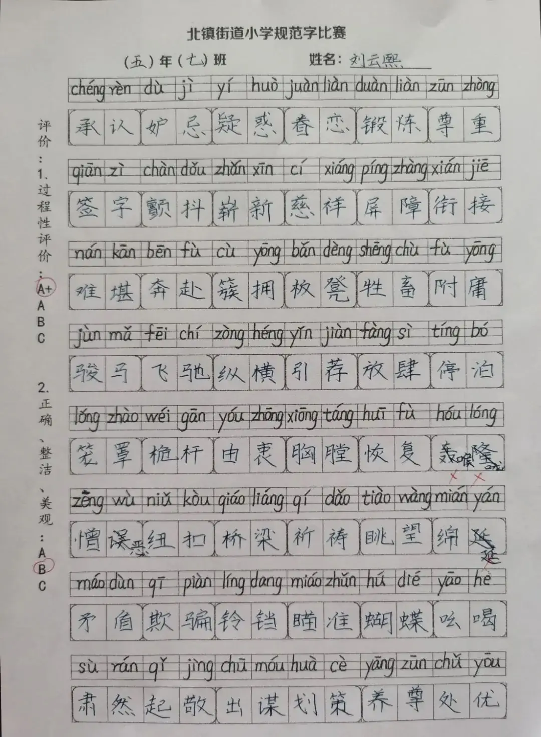 书规范汉字 写精彩人生——北镇街道小学规范字书写大赛 第38张