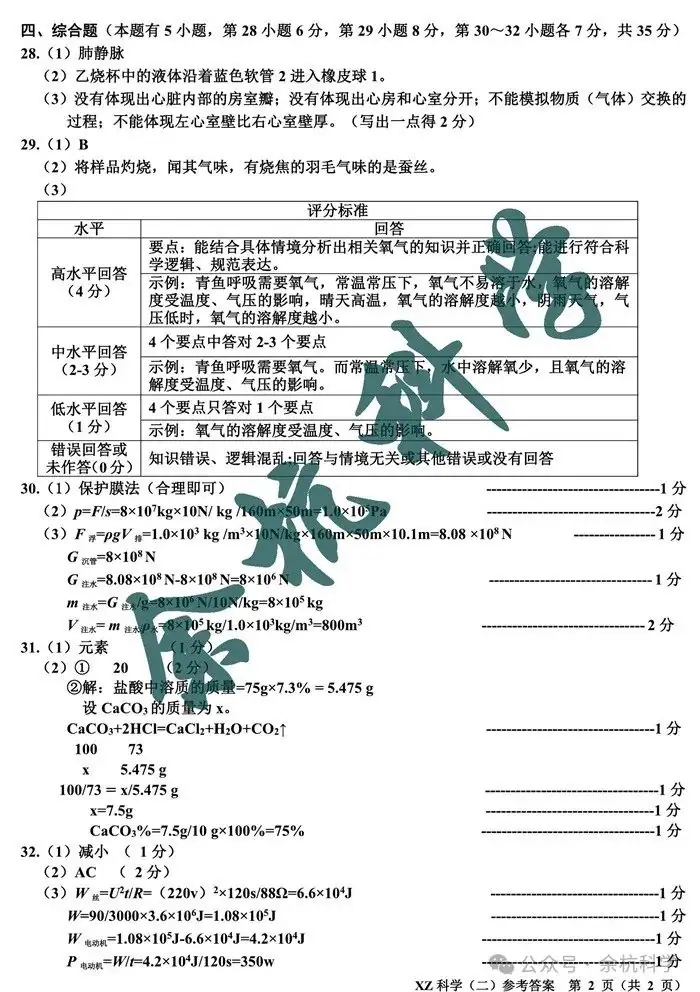 浙江省嘉兴市2024年中考适应性练习(二)科学试题(含答案) 第11张