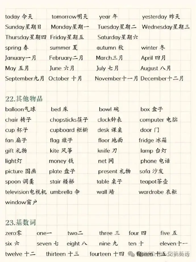 小学英语常用单词分类 第7张
