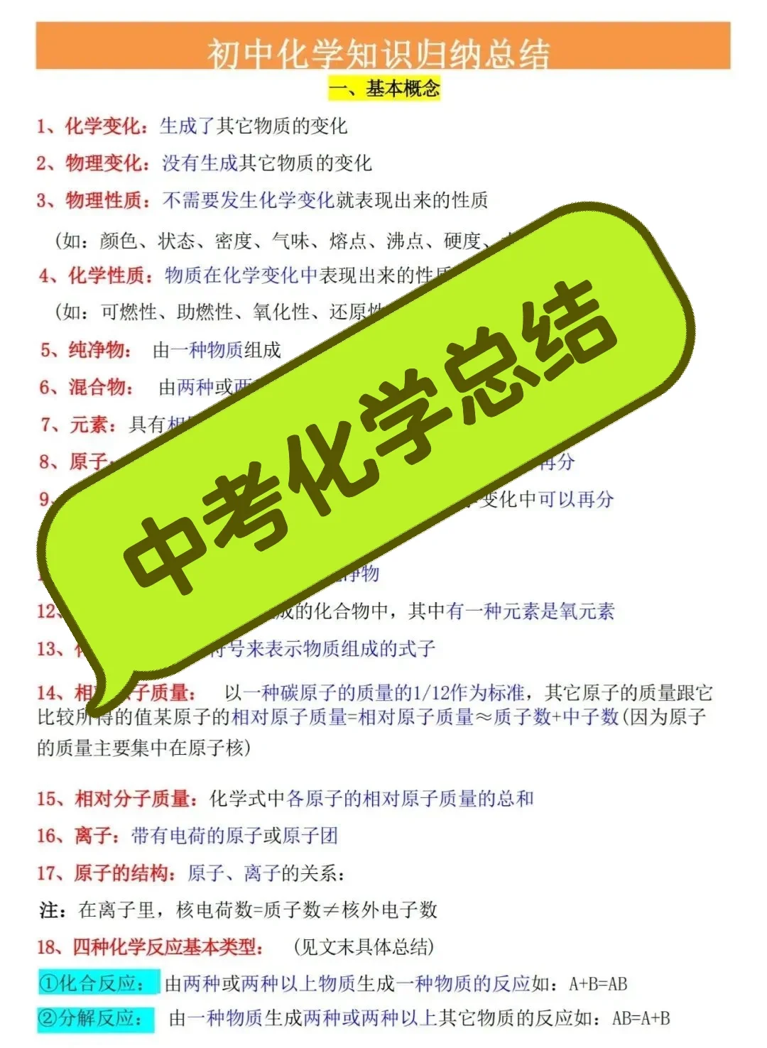 中考化学考点总结-第2张图片-四季读书网
