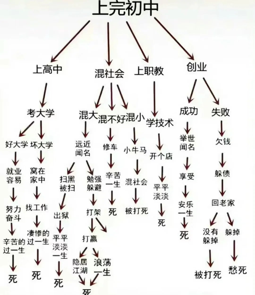 一张图看懂中考后的人生-第1张图片-四季读书网