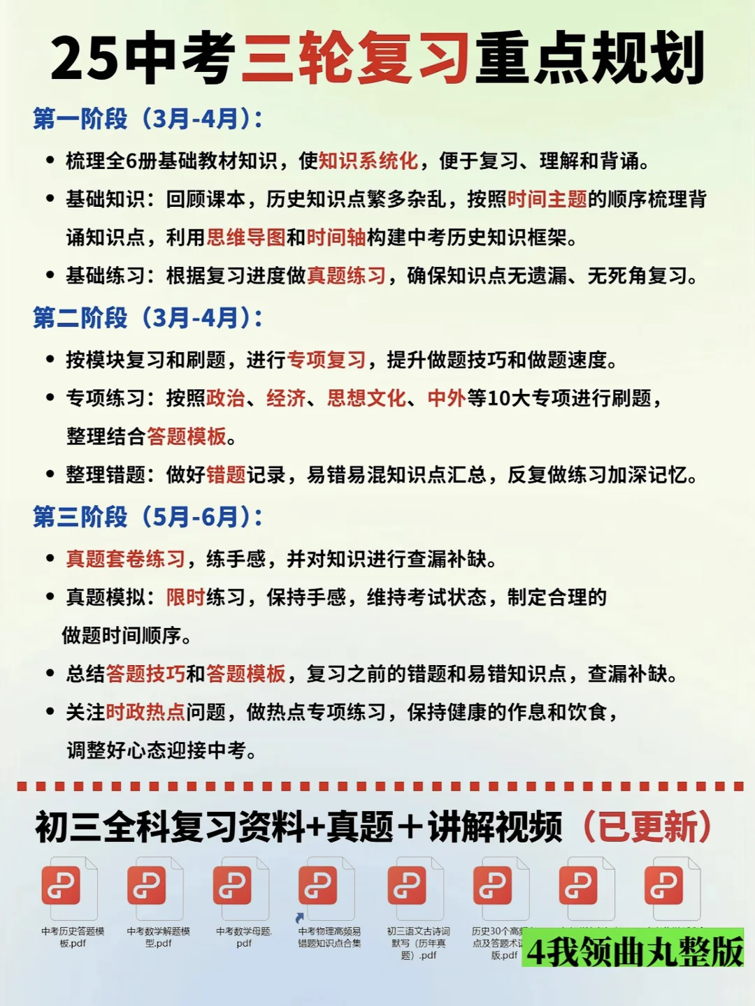 中考历史｜三轮复习重点规划和考点清单🧾-第4张图片-四季读书网