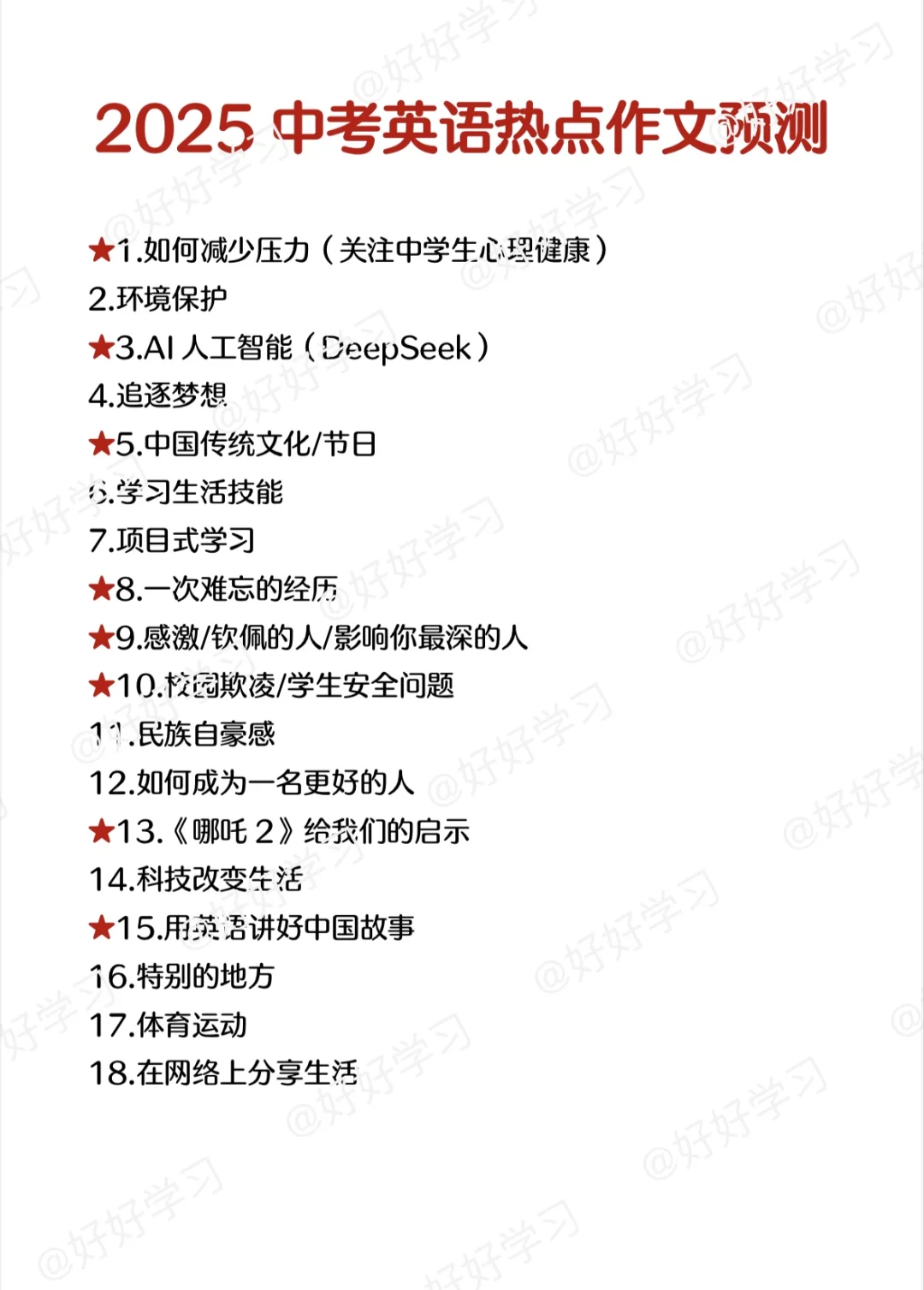 2025中考英语作文热点预测18篇！（直接背）-第3张图片-四季读书网