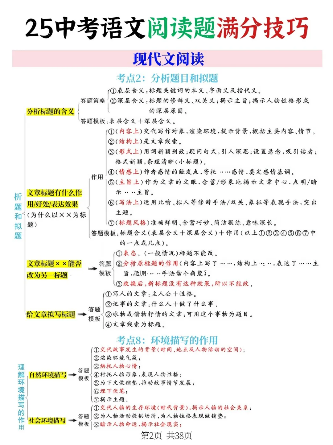 连续5届学生中考语文阅读题满分答题秘诀❗-第4张图片-四季读书网