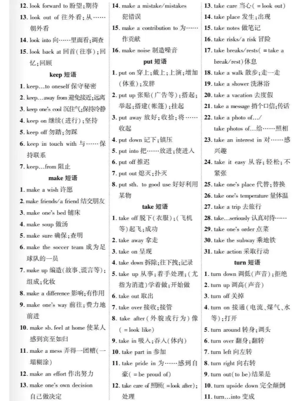 中考英语高频短语及附表单词汇总||| 第7张 中考英语高频短语及附表单词汇总||| 第7张