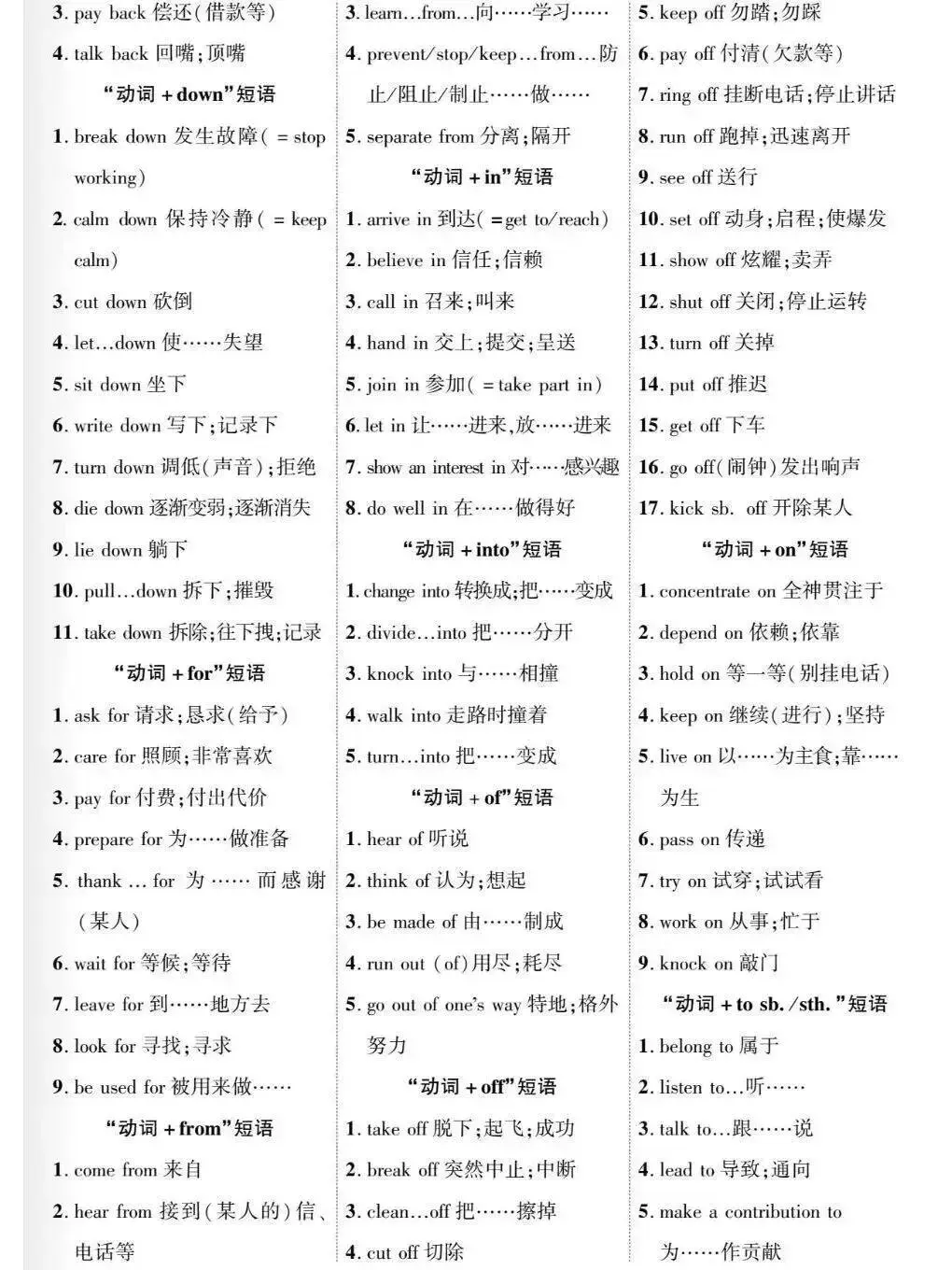 中考英语高频短语及附表单词汇总||| 第9张 中考英语高频短语及附表单词汇总||| 第9张