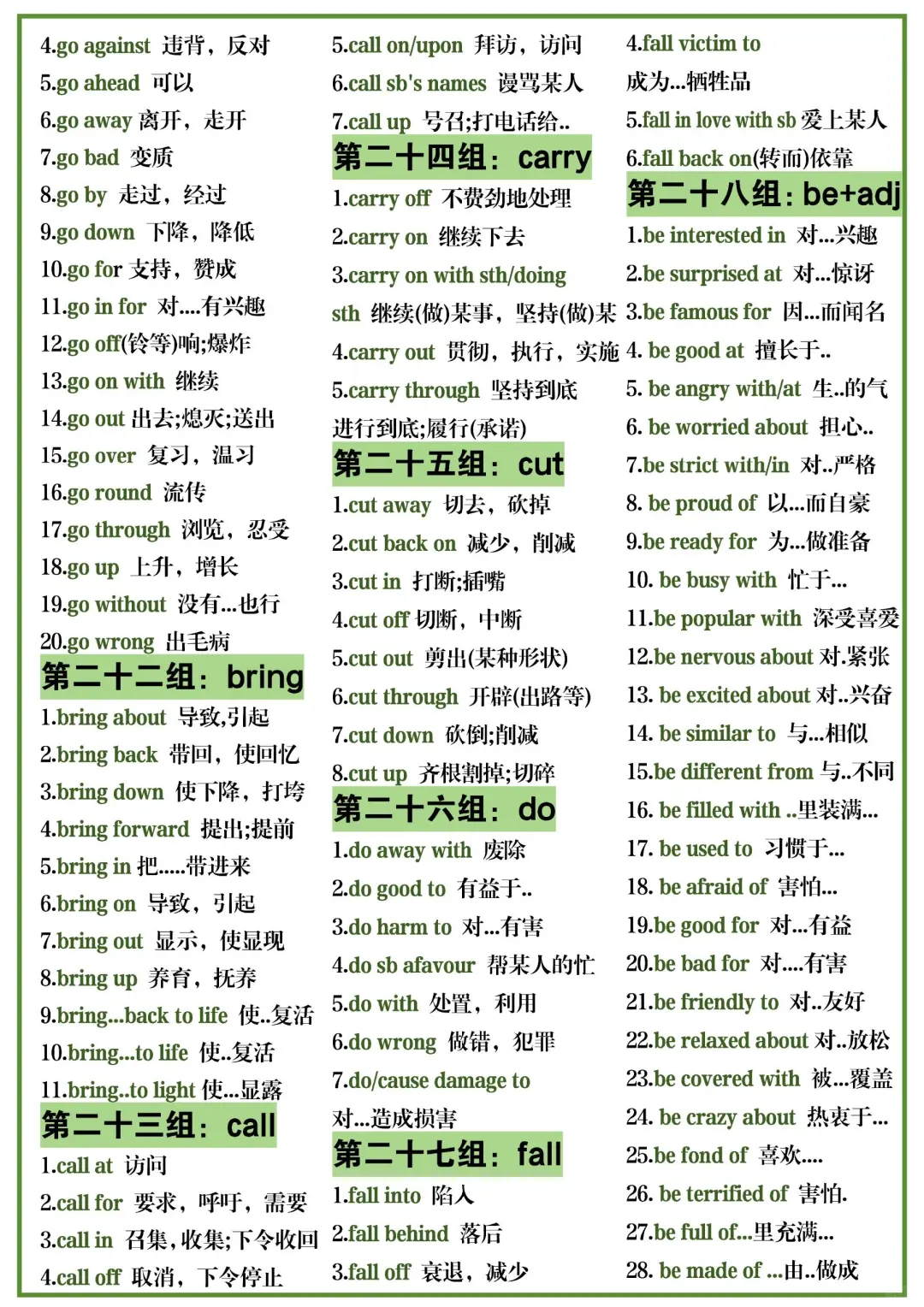 英语完形一定要背的重要短语！！！太强了！ 第1张