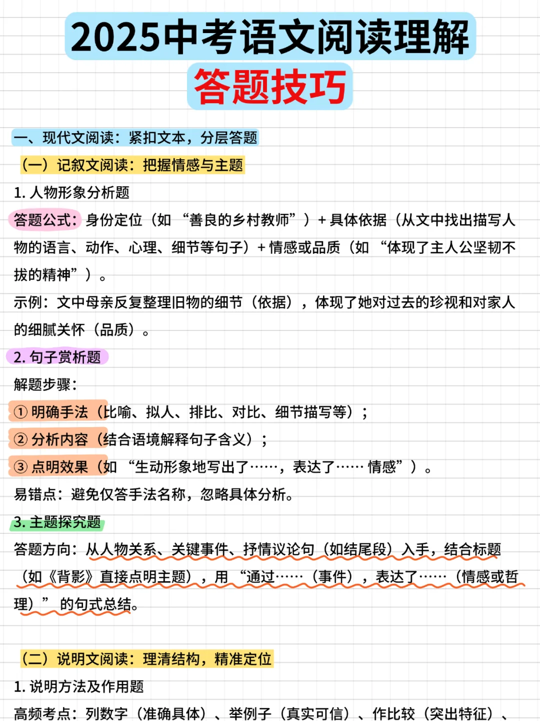 📚2025中考语文阅读理解答题技巧！ 第2张