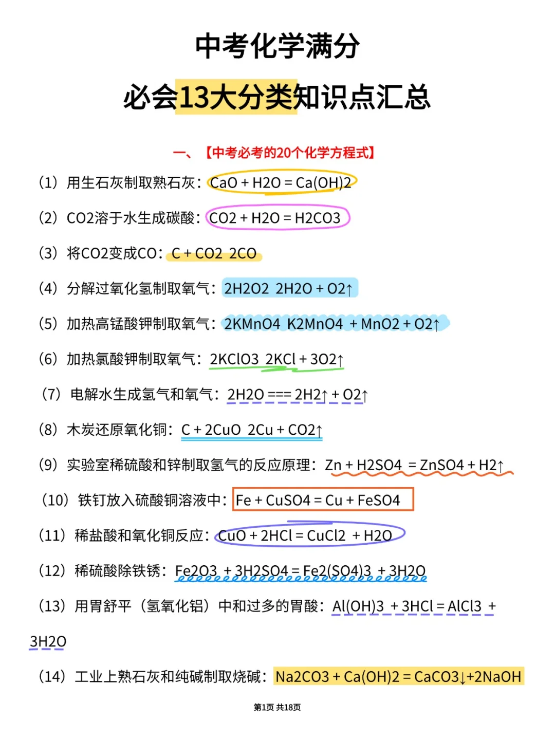 中考化学必背13类知识点汇总 第2张