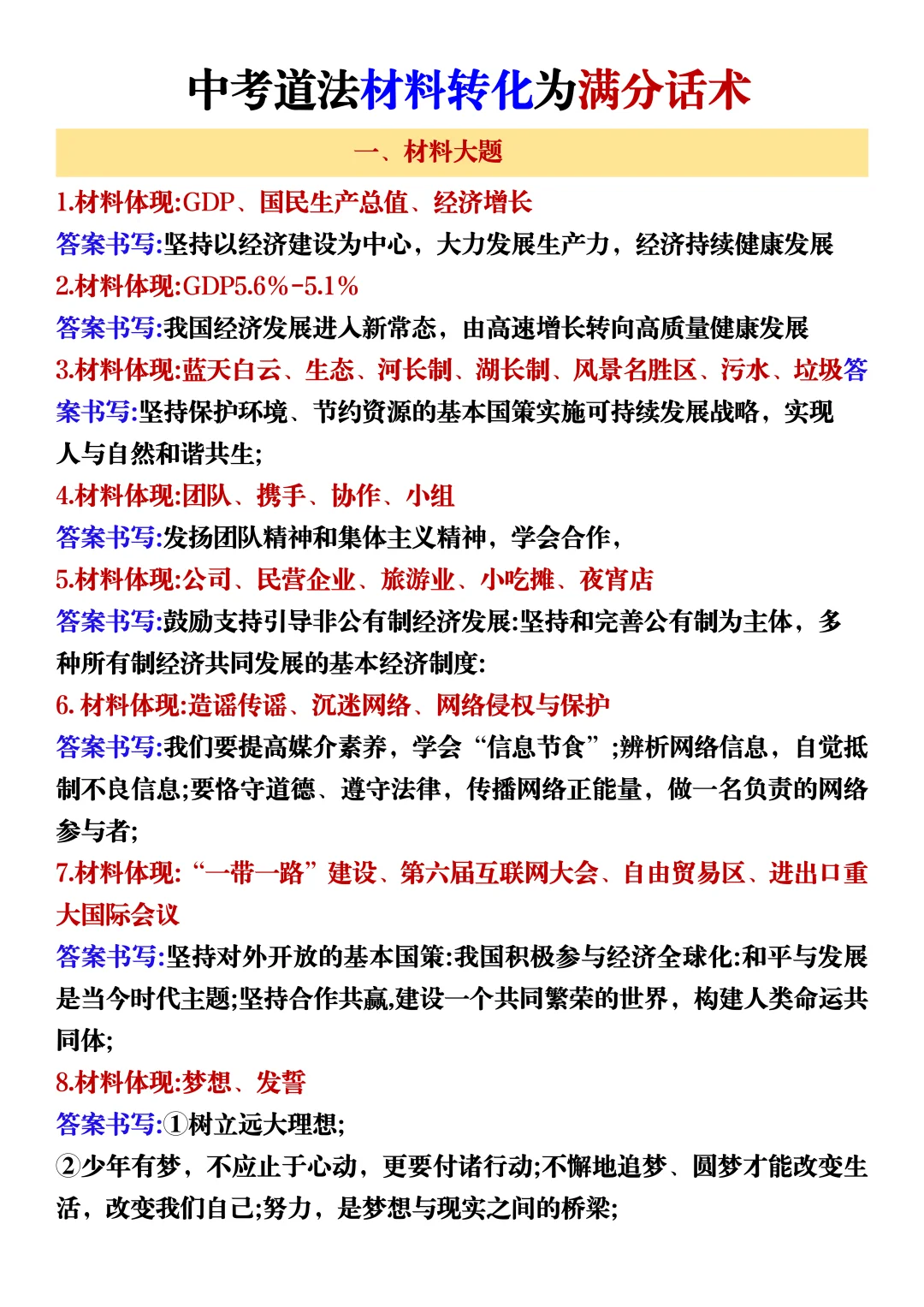 中考道法大题如何转化为专业术语❗️万能模 第3张