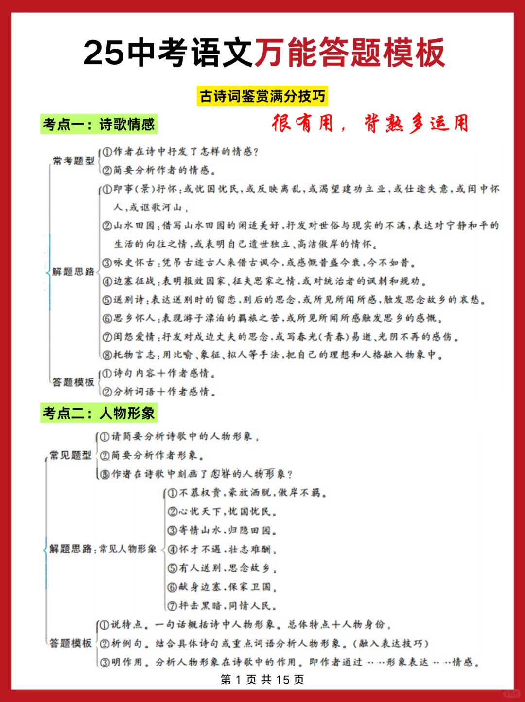 下下下周中考，不知道怎么冲刺重高的直接抄-第5张图片-四季读书网