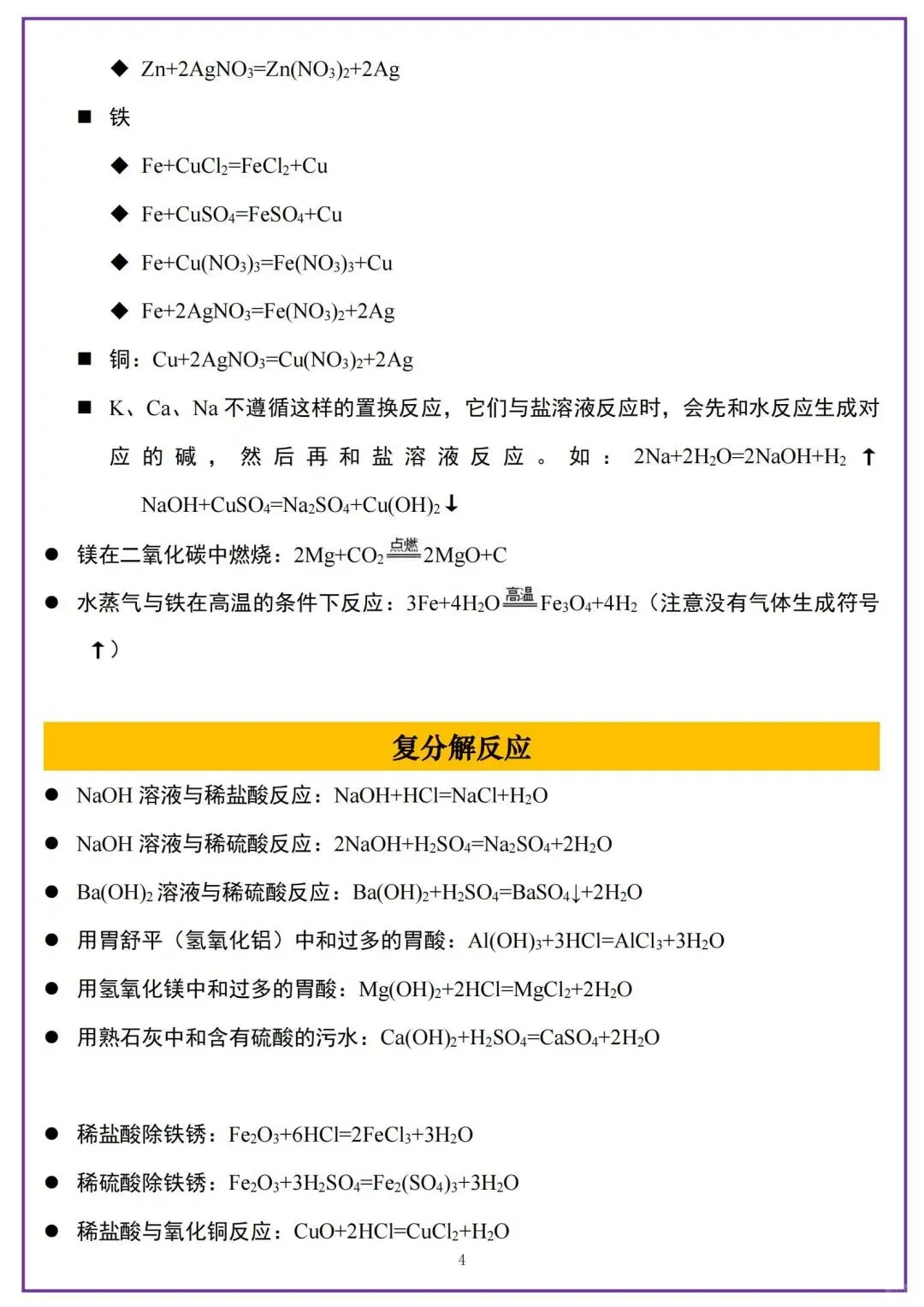中考化学方程式大全!刷到的初三生有福了 第5张 中考化学方程式大全!刷到的初三生有福了 第5张