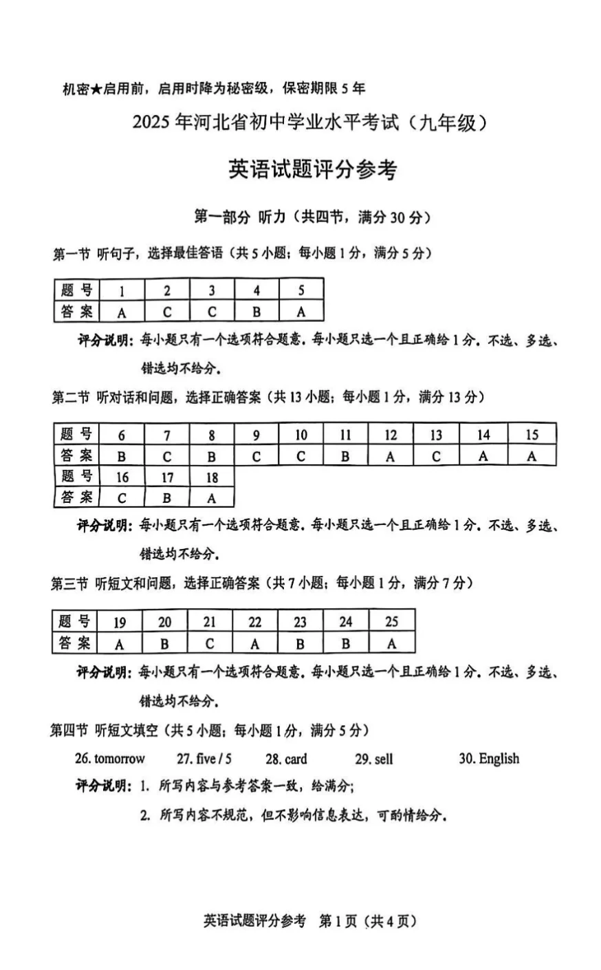 📚2025年河北省中考英语真题试卷及答案-第10张图片-四季读书网