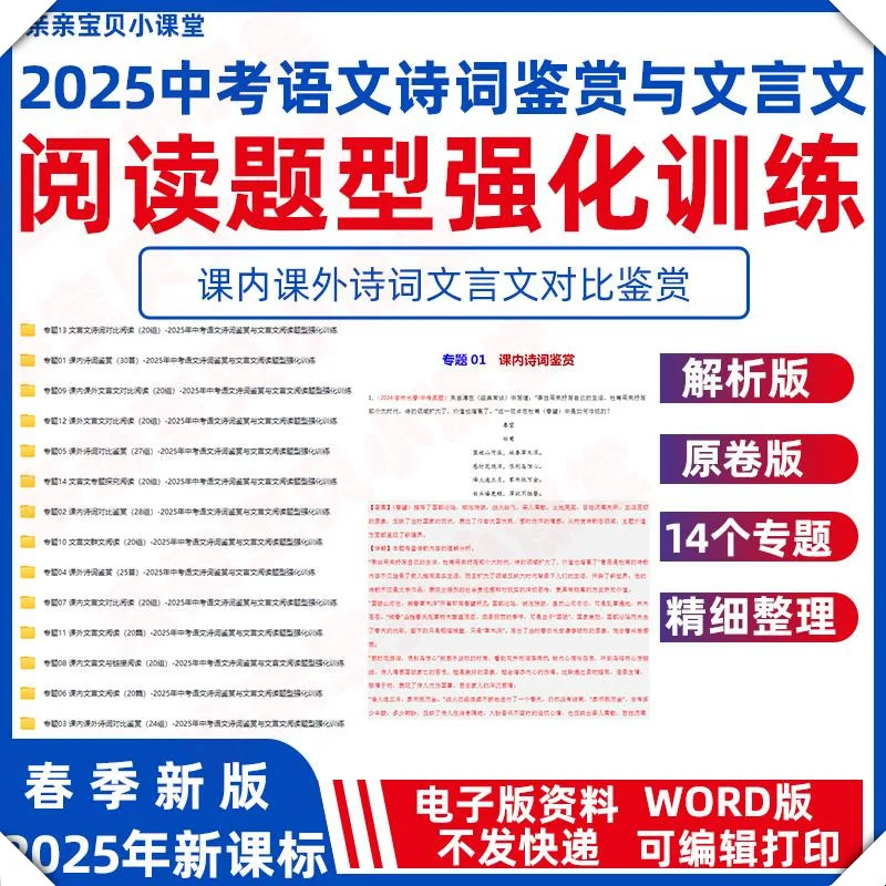 2025春中考语文诗词文言文鉴赏训练 第2张