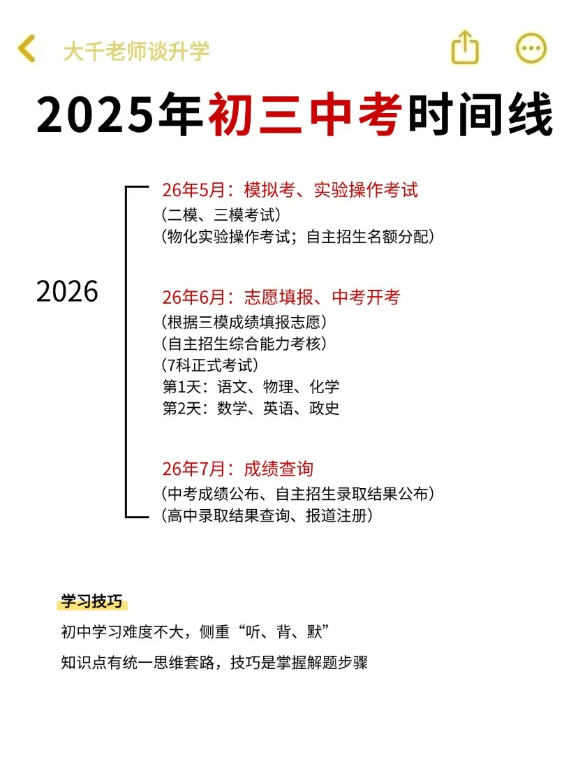 2025年中考完整时间线!一篇搞懂 第1张 2025年中考完整时间线!一篇搞懂 第1张