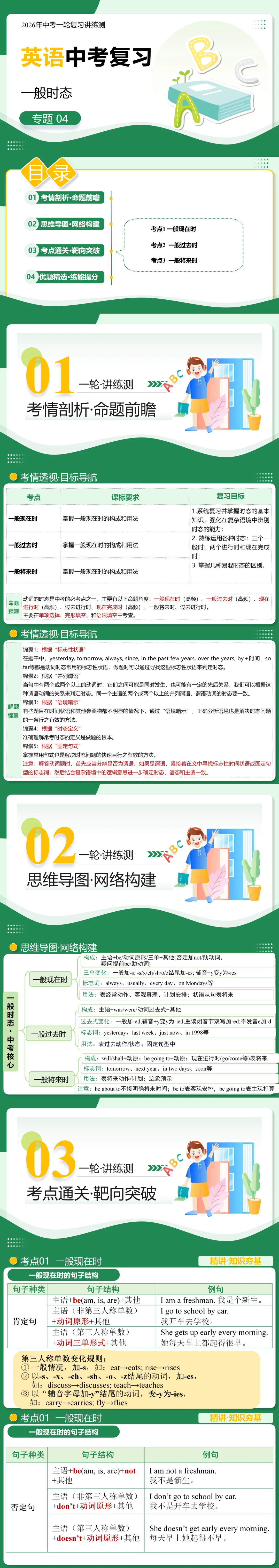 初中初三中考英语一轮复习语法:一般时态-一般现在时、一般过去时和一般将来时 第1张