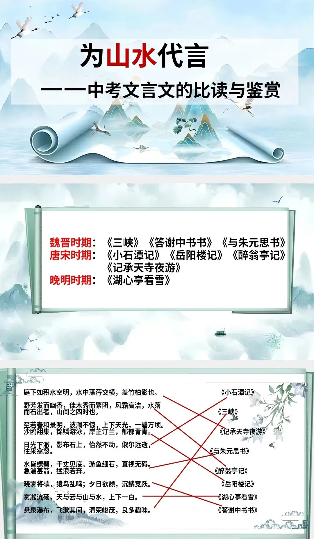 中考山水类文言文联读,多角度超清晰!-第1张图片-四季读书网