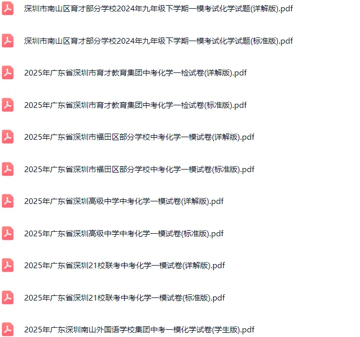 2016-2025年深圳各区初三中考一模化学试卷及答案解析.pdf 第2张