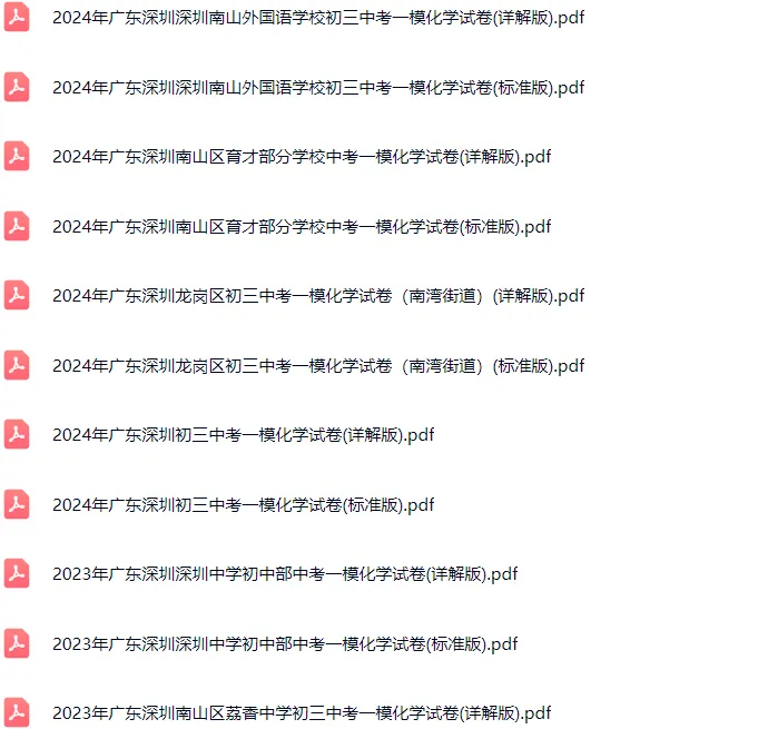 2016-2025年深圳各区初三中考一模化学试卷及答案解析.pdf 第4张