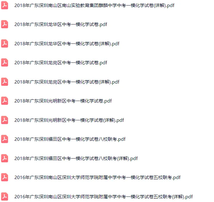 2016-2025年深圳各区初三中考一模化学试卷及答案解析.pdf 第9张