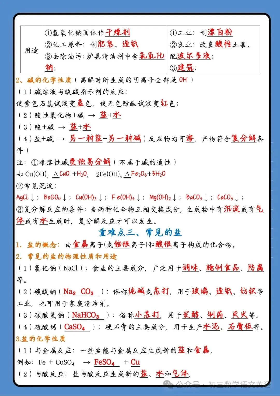 中考化学:常见酸碱盐重难点 第3张
