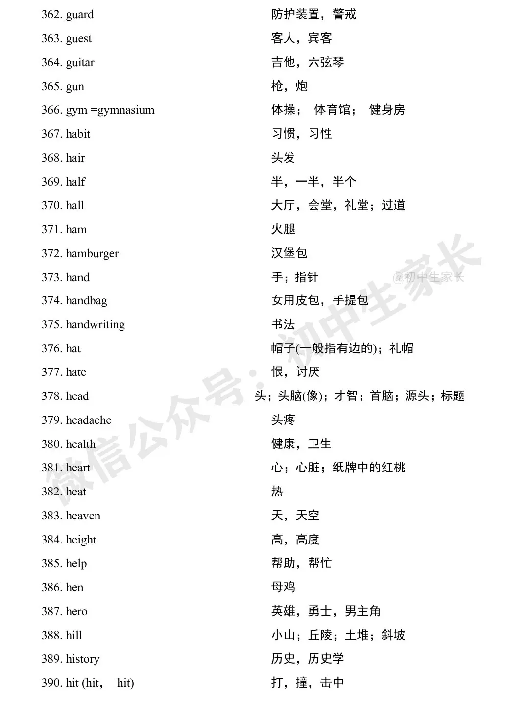 中考英语1900词汇汇总(按词性分类),人手一份! 第50张