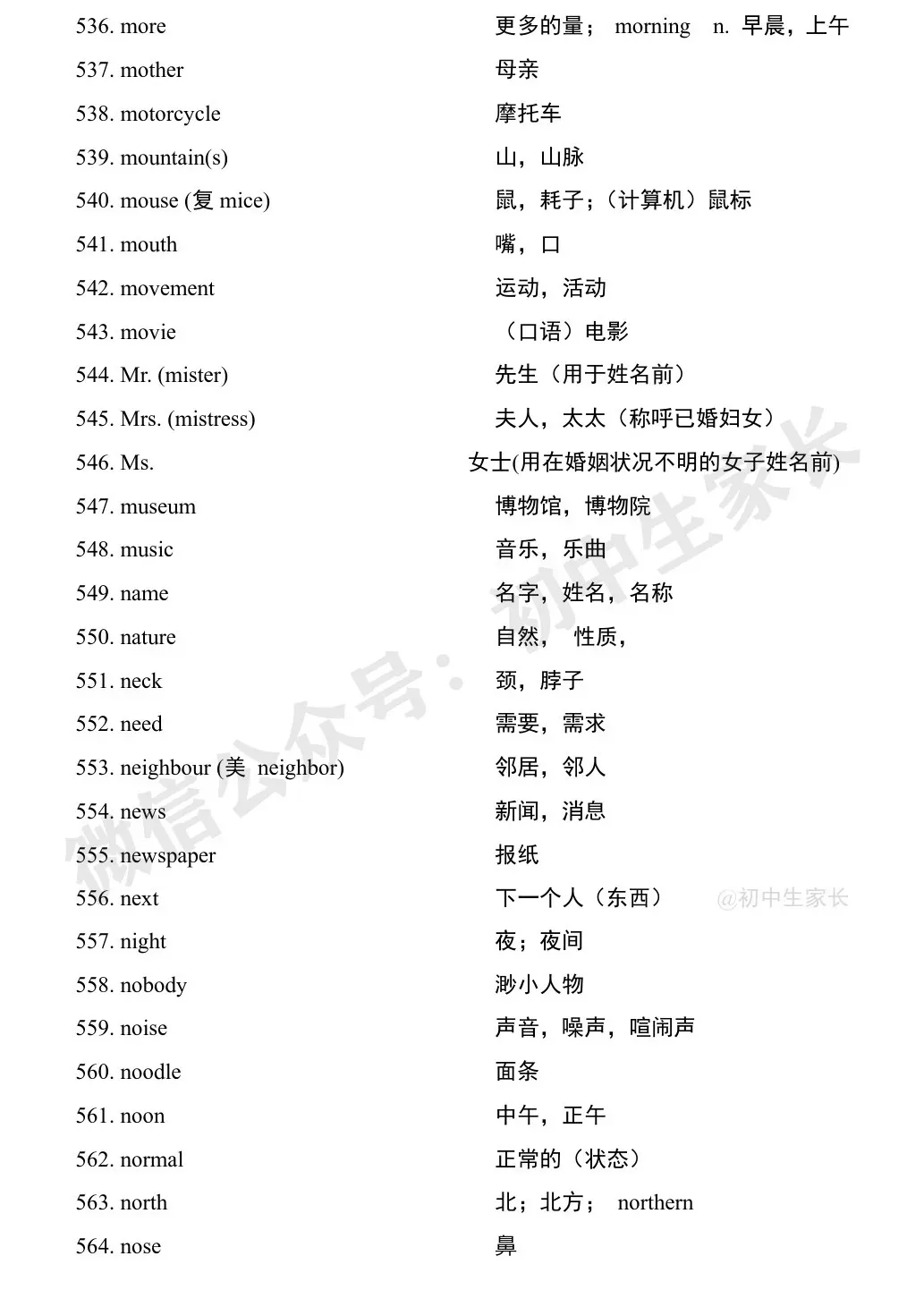 中考英语1900词汇汇总(按词性分类),人手一份! 第56张