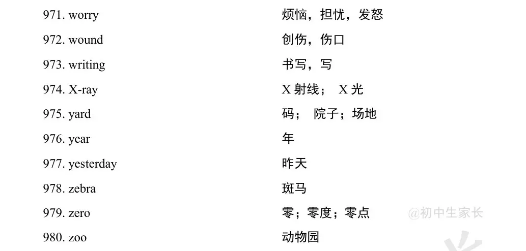 中考英语1900词汇汇总(按词性分类),人手一份! 第70张
