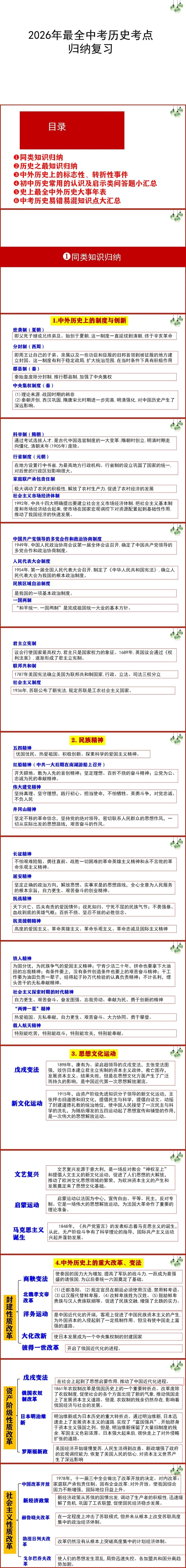 2026年最全中考历史考点(105页) 第1张