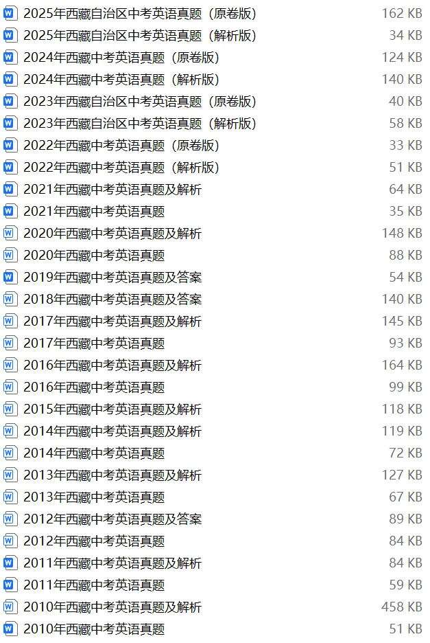 【中考试卷库】2000~2025年西藏中考全科试卷及答案解析word文件合集,文末可下载 第12张