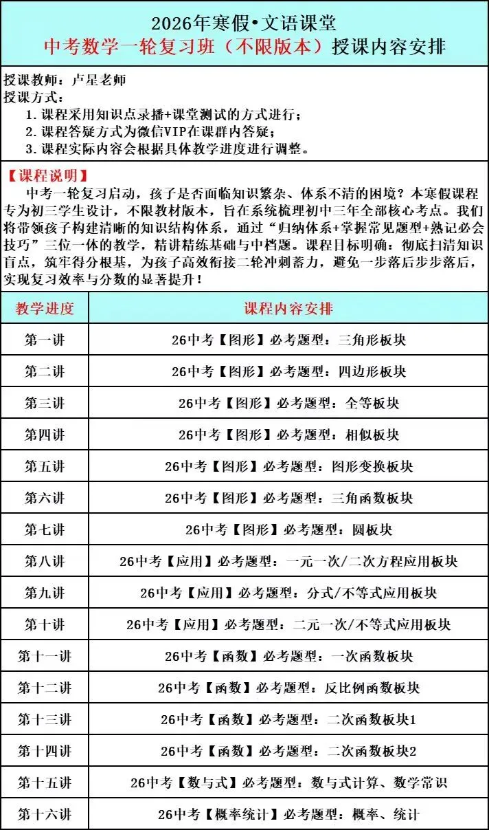 【初三.全科】2026中考总复习! 第6张
