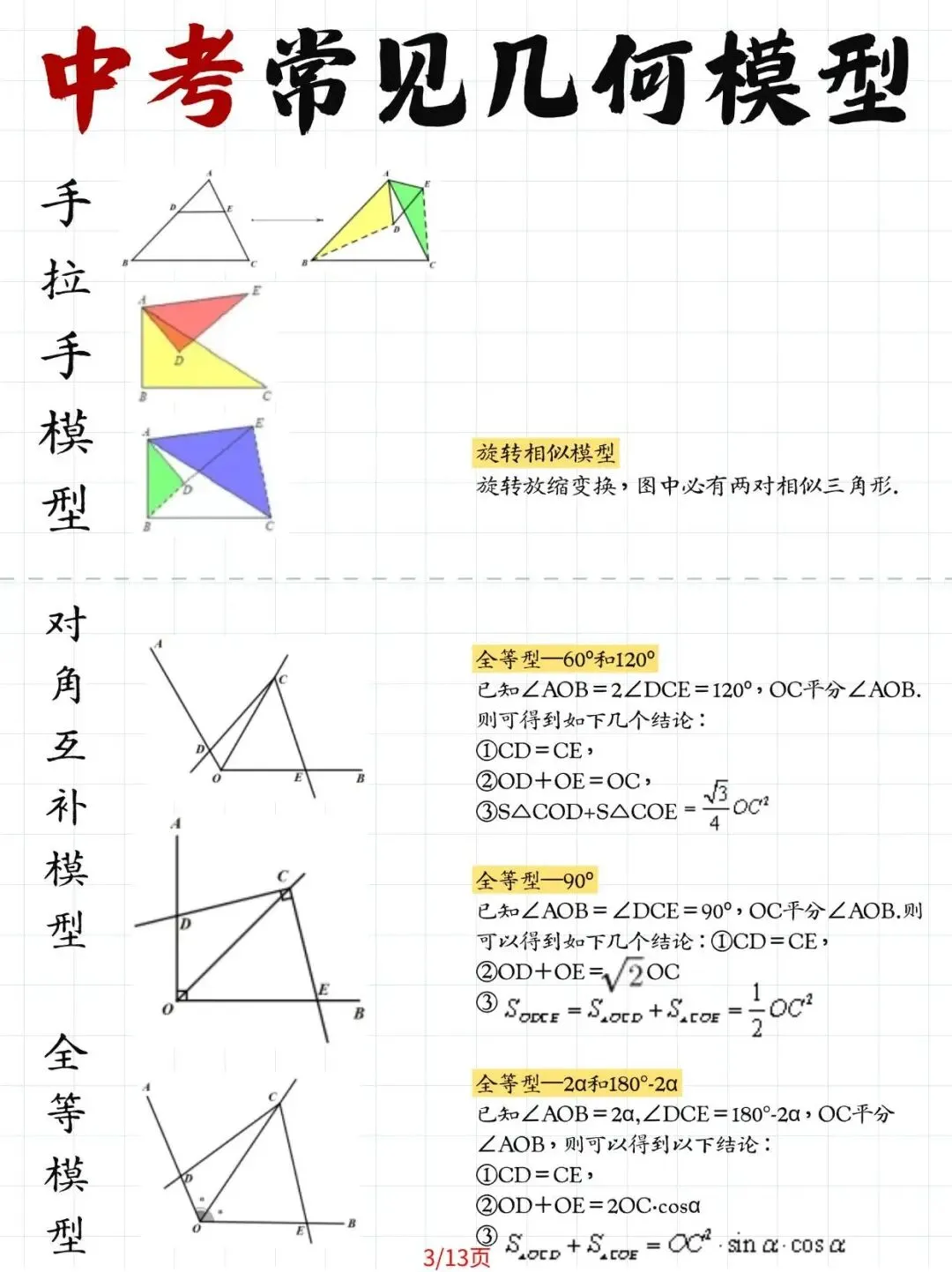 中考常见几何模型大全!13种模型大全,覆盖16大高频考点 第3张