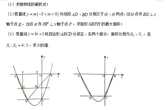 中考||数学【热点·重点·难点】专练题型:二次函数与矩形有关的问题 第8张