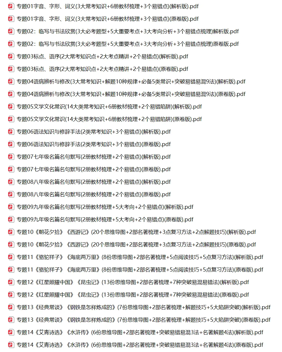 初中语文中考总复习(原卷版+解析版)| 可下载打印 第2张