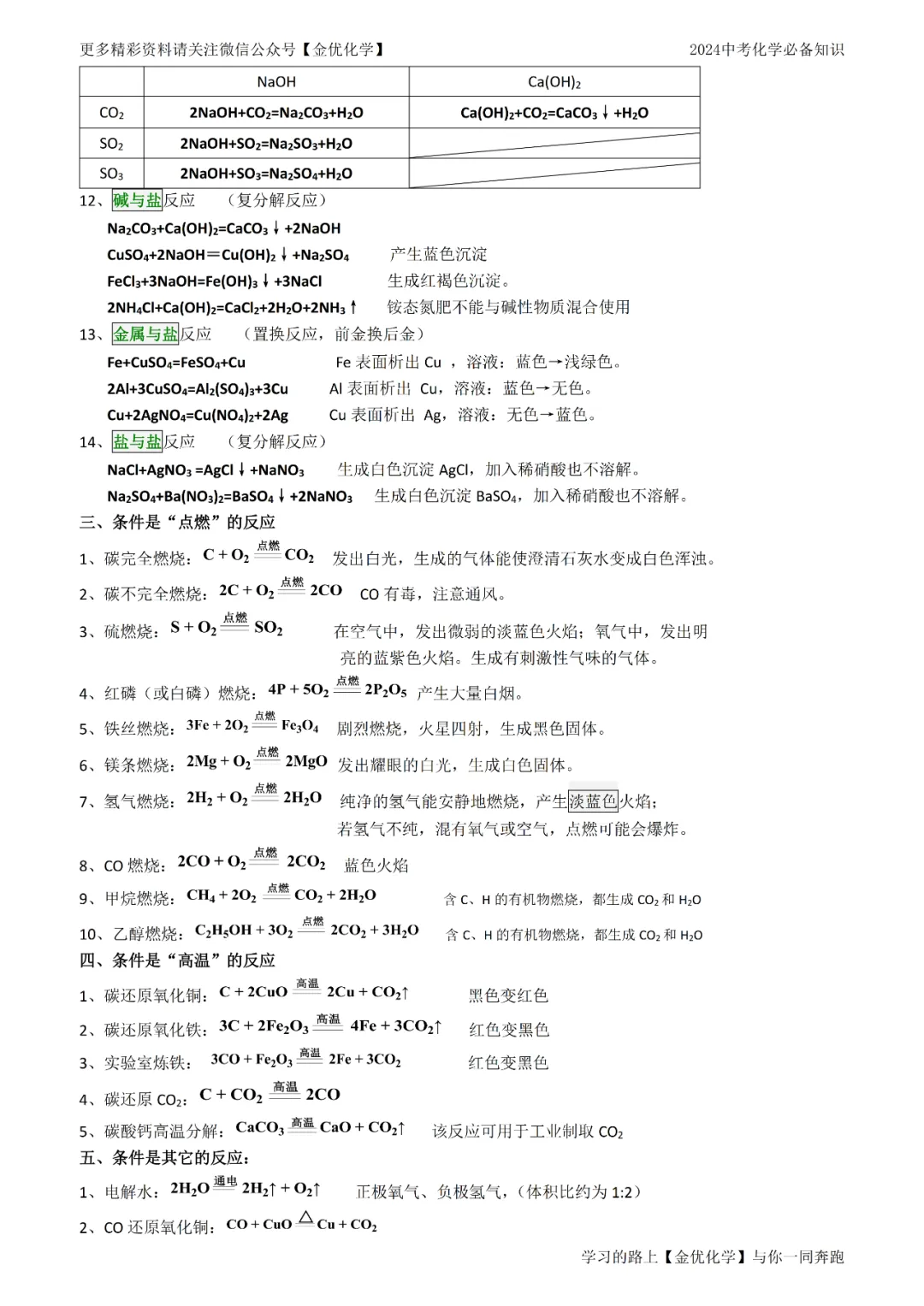 【寒假抢先记】中考化学13大类常考知识点归纳(电子版可打印) 第6张