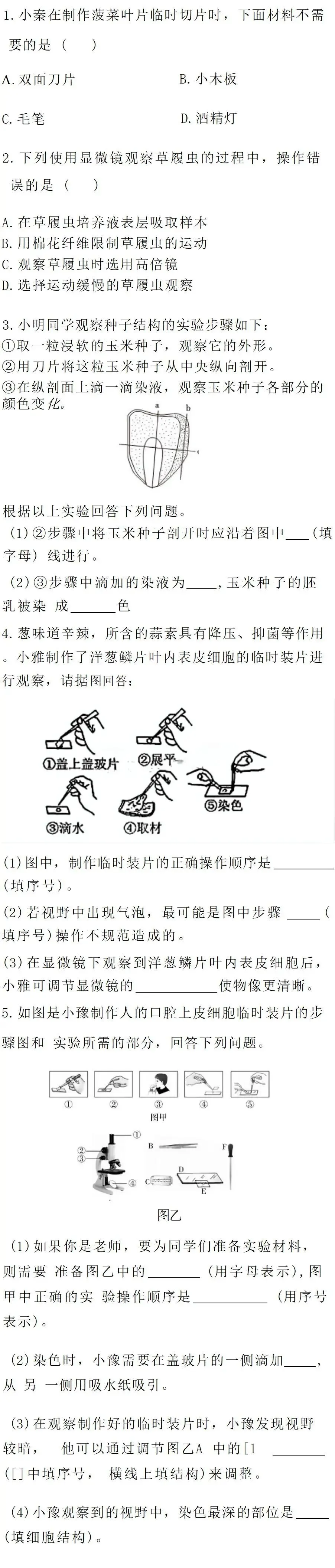 中考生物常考实验汇总 第11张 中考生物常考实验汇总 第11张