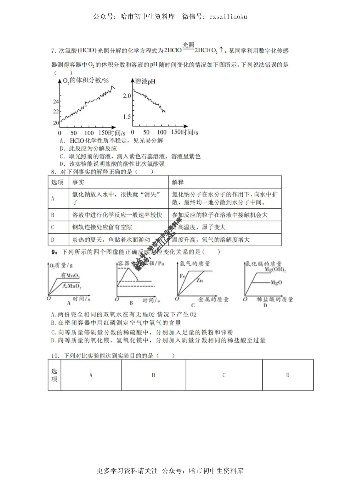 九年级化学·2025年中考47中校一模试卷+答案 第2张