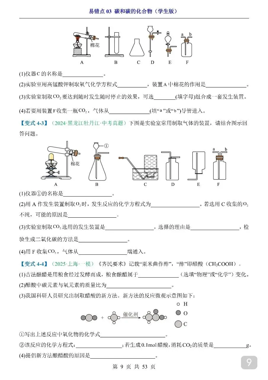 中考专项化学易错点03 碳和碳的化合物.pdf 第10张