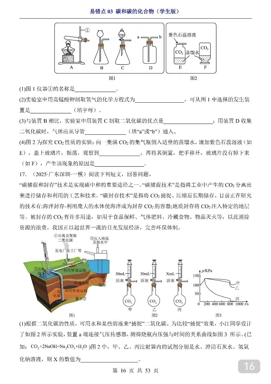中考专项化学易错点03 碳和碳的化合物.pdf 第17张