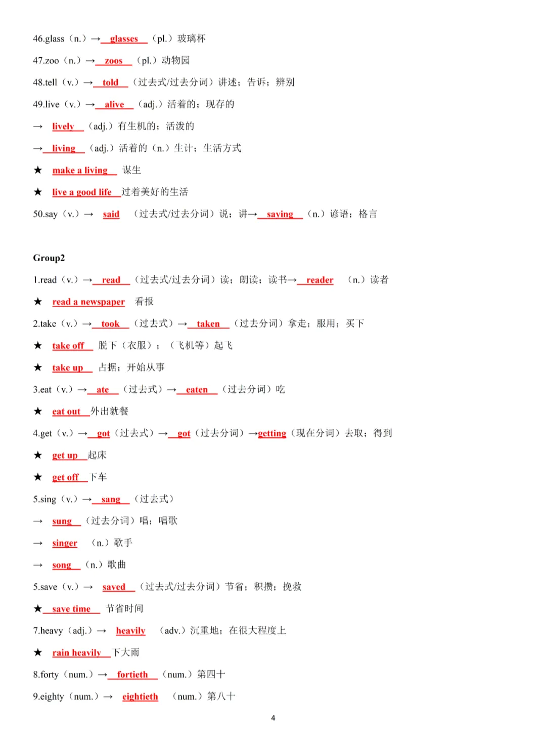 中考英语复习 | 必考高频词形转换汇总 (背诵+检测) 第5张