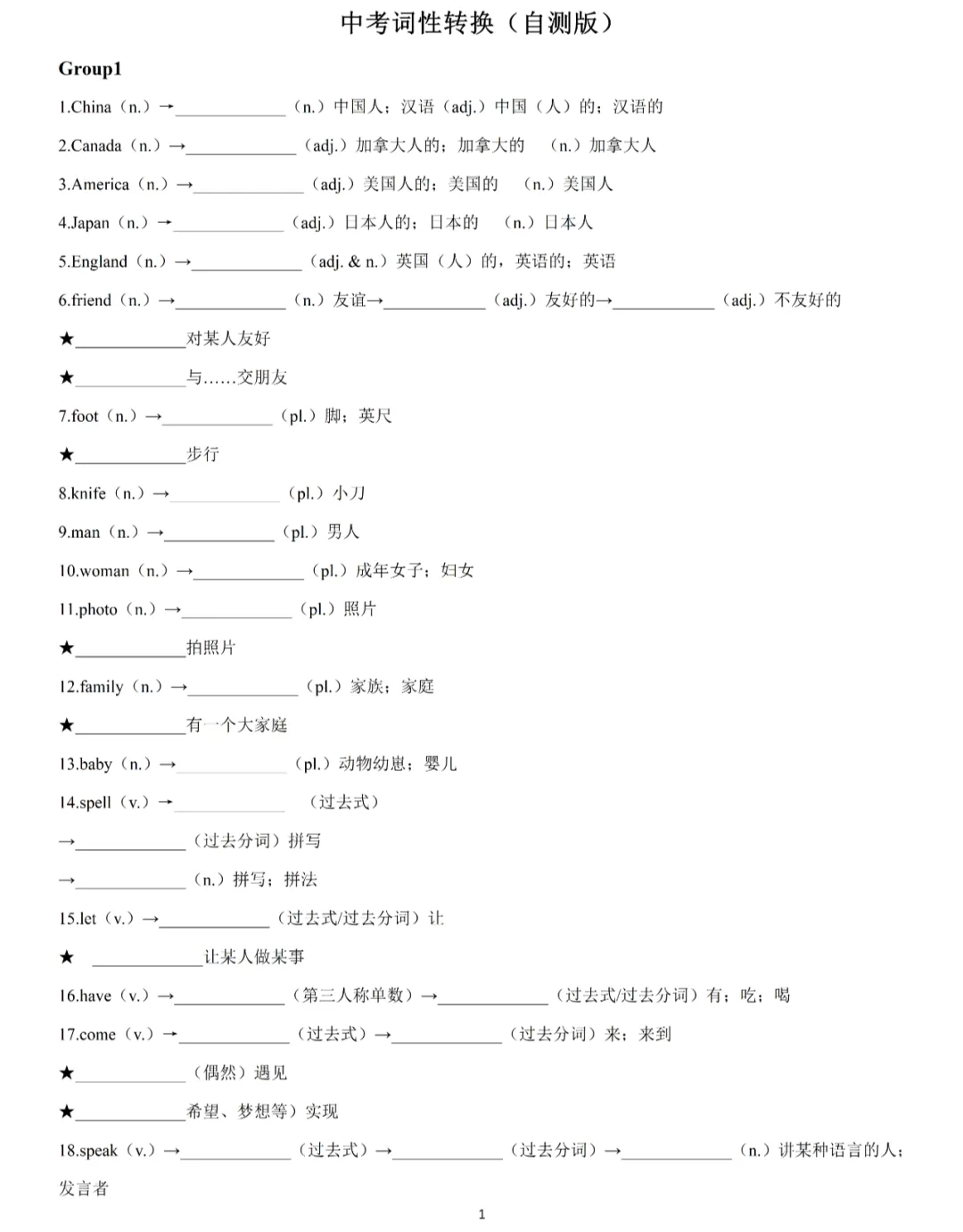 中考英语复习 | 必考高频词形转换汇总 (背诵+检测) 第6张