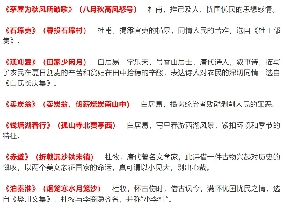 中考语文古诗词常识,100张试卷高频统计而成 第6张 中考语文古诗词常识,100张试卷高频统计而成 第6张