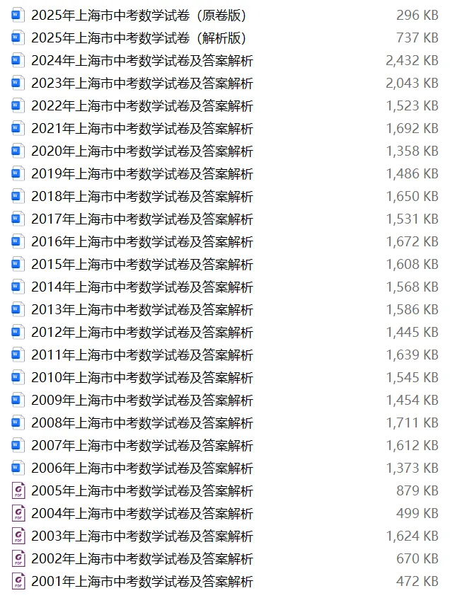 【中考试卷库】2001~2025年上海市中考全科真题试卷及答案解析word文件合集,持续更新,文末可下载 第9张