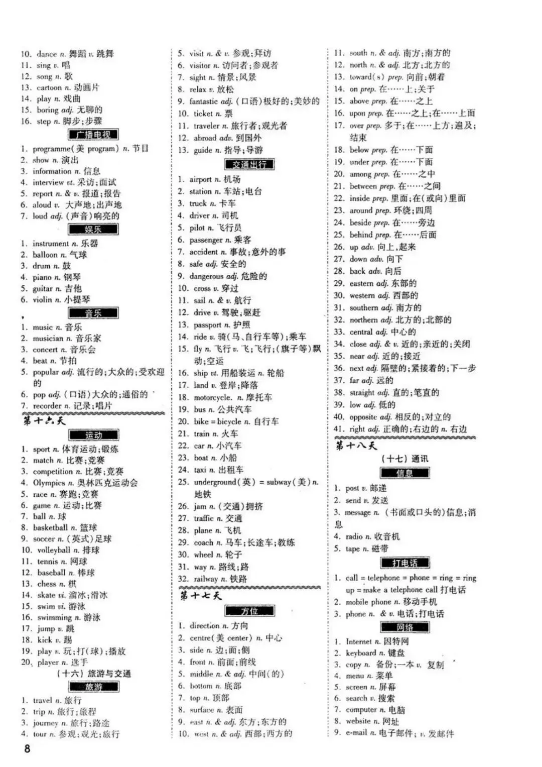 28天中考英语词汇分类速记表1600词 |电子版免费下载 第12张