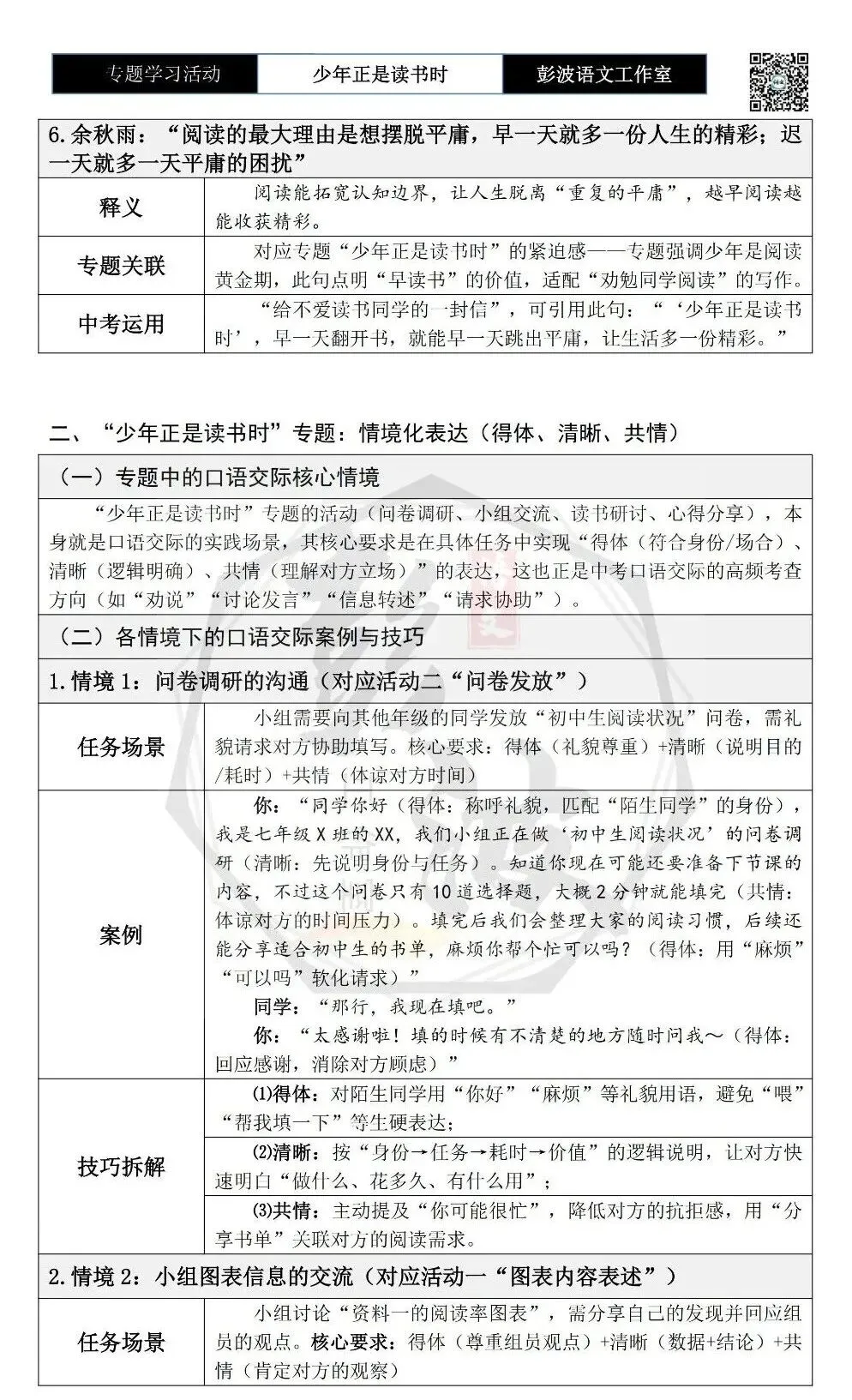 【中考语言专项-专题学习活动】-七年级上-02少年正是读书时-知识手册(2元) 第10张 【中考语言专项-专题学习活动】-七年级上-02少年正是读书时-知识手册(2元) 第10张