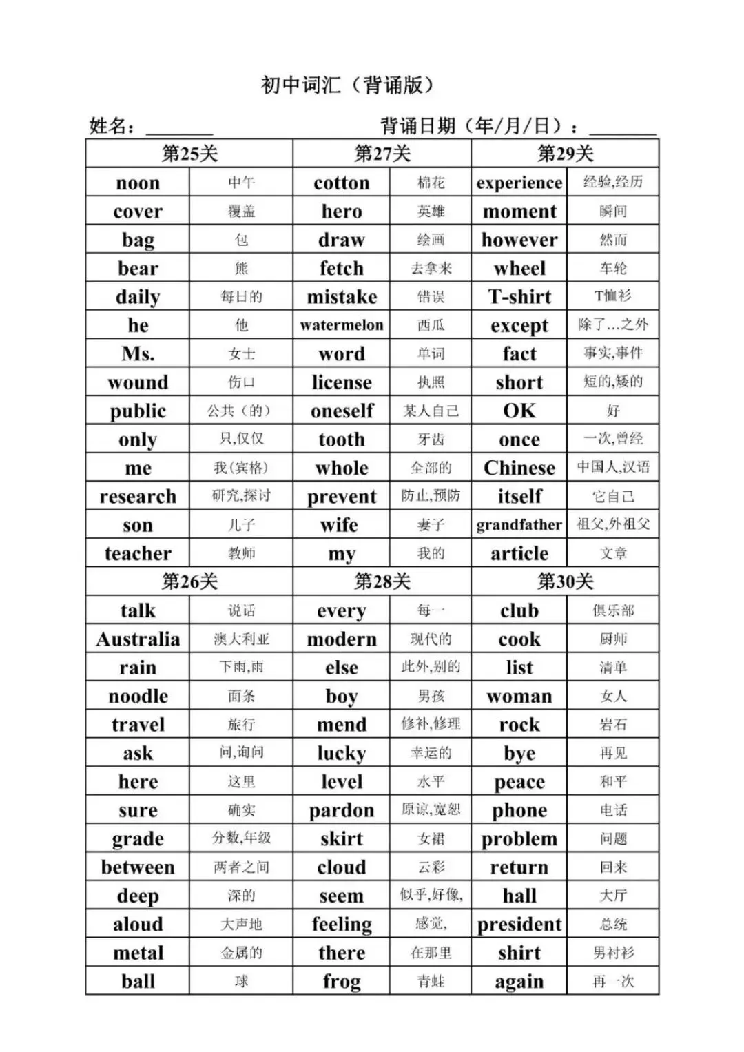 【中考英语】核心1600词,高清可打印-第7张图片-四季读书网