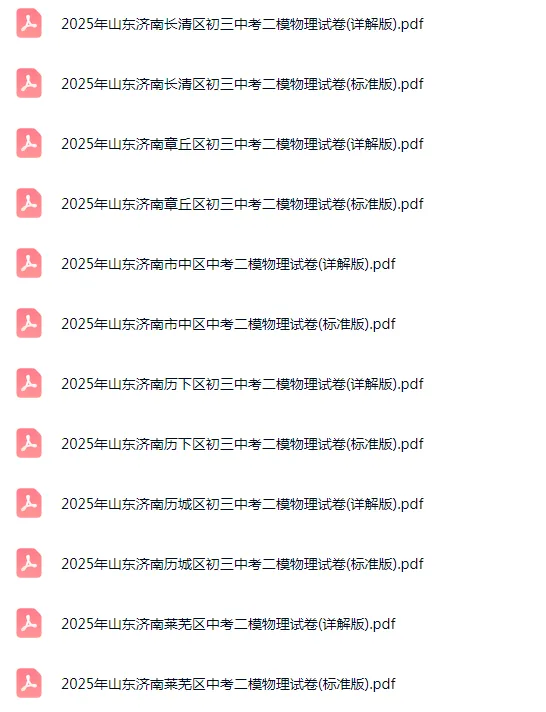 2023-2025年山东济南各区初三中考二模物理试卷 第2张 2023-2025年山东济南各区初三中考二模物理试卷 第2张