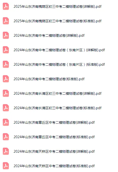 2023-2025年山东济南各区初三中考二模物理试卷 第3张 2023-2025年山东济南各区初三中考二模物理试卷 第3张